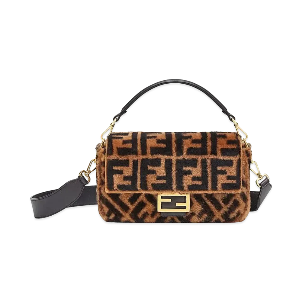 FENDI Baguette Sheepskin Bag "Brown"