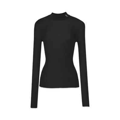 Saint Laurent Women's Ribbed Sweater Cassandre in Silk "Black"