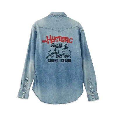 HYSTERIC GLAMOUR Coney Island Embroidery Western Denim Shirt "Light Indigo Blue"