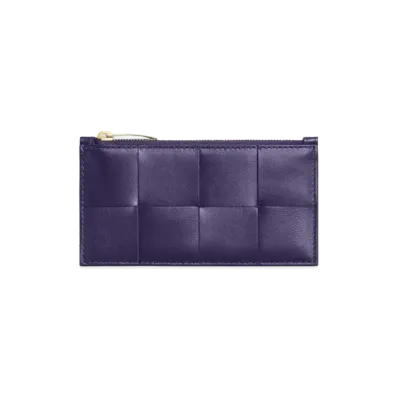 Bottega Veneta Zipped Card Holder "Raisin"