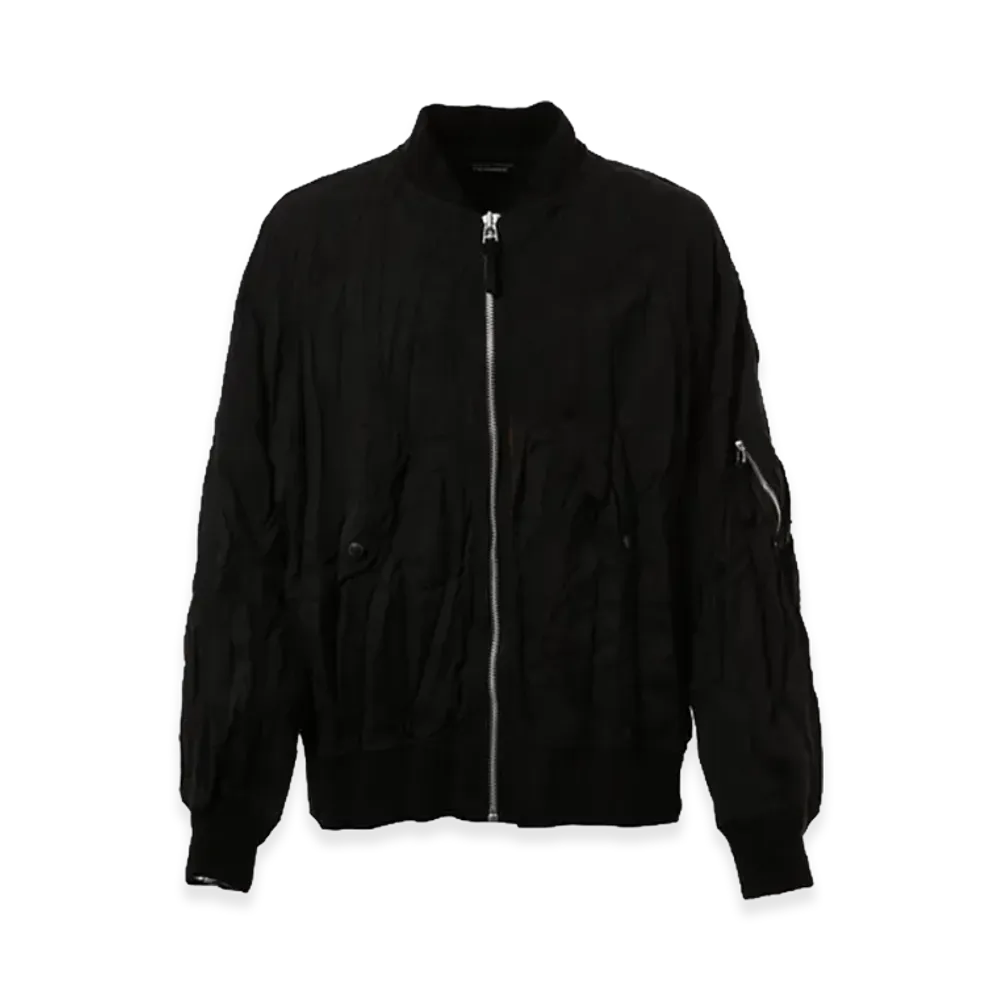 COMME des GARCONS HOMME Polyester Wool Twill Bomber Jacket "Black"