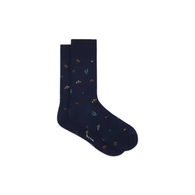 Paul Smith Drawn Floral Socks "Navy"