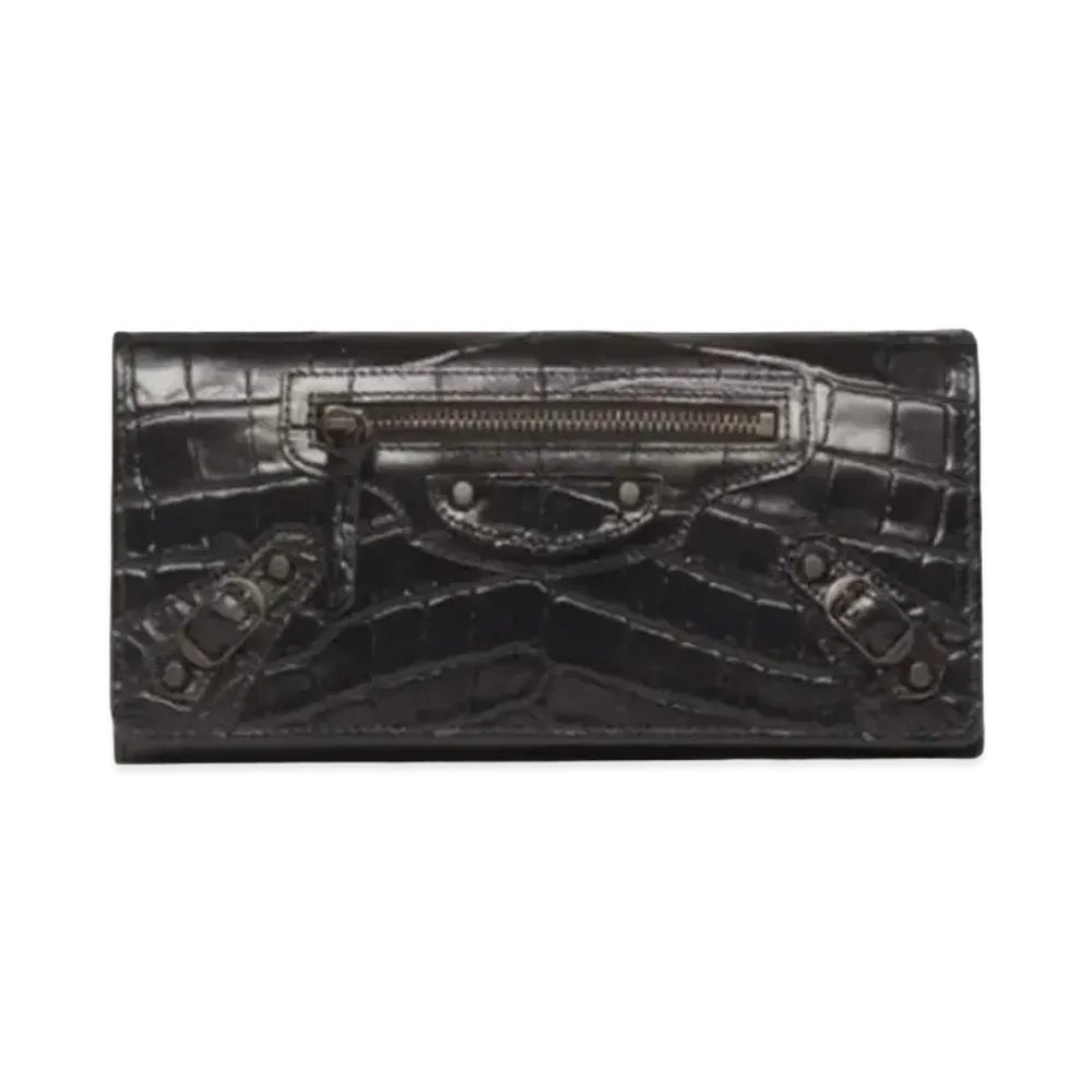 BALENCIAGA Classic Crocodile Pattern Wallet Classic Wallet "Black"