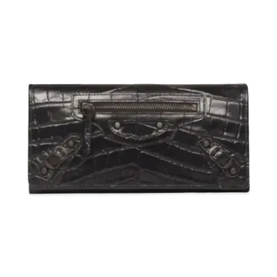 BALENCIAGA Classic Crocodile Pattern Wallet Classic Wallet "Black"