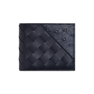 Bottega Veneta Intrecciato Diagonal Bi-fold Wallet "Nocturnal"