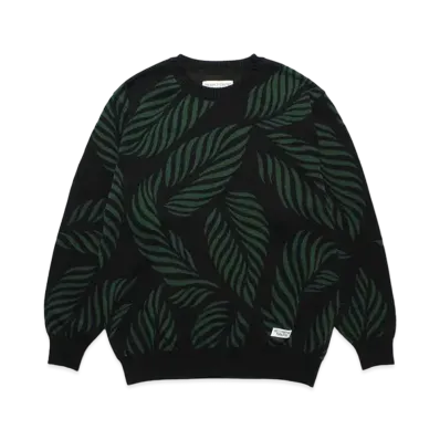 WACKO MARIA Leaf Jacquard Sweater "Green"