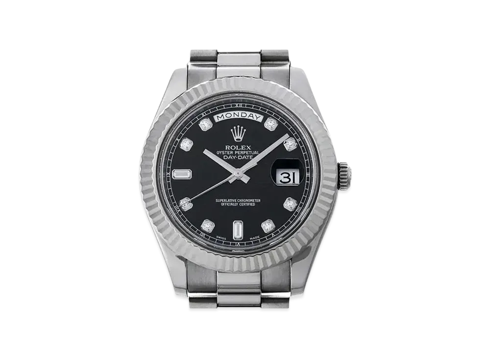 ROLEX Day-Date II 8P Diamonds/2P Baguette Diamonds "Black/White Gold"