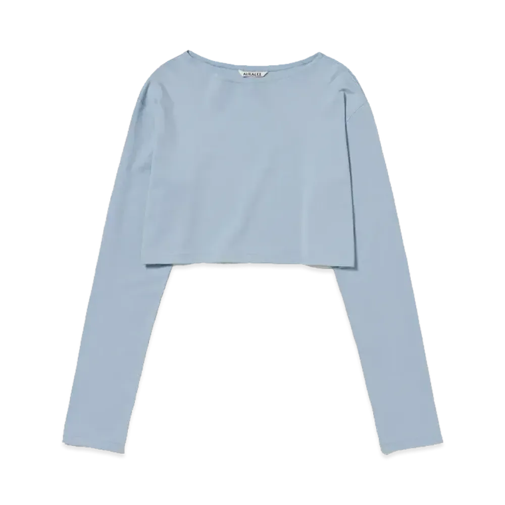 AURALEE Organic Cotton High Gauge Jersey Boat Neck L/S Tee "Blue Gray"