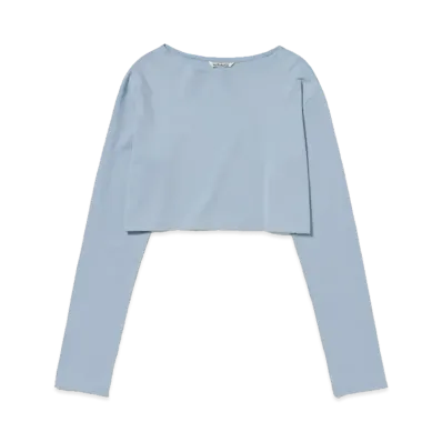AURALEE Organic Cotton High Gauge Jersey Boat Neck L/S Tee "Blue Gray"