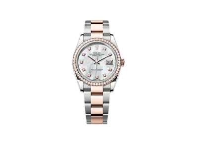 ROLEX Datejust 36mm Oystersteel & Everose Gold Diamond 126281RBR "White Mother-of-Pearl"