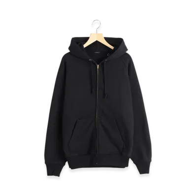 COMOLI Loopback Cotton Zip Hoodie "Black"