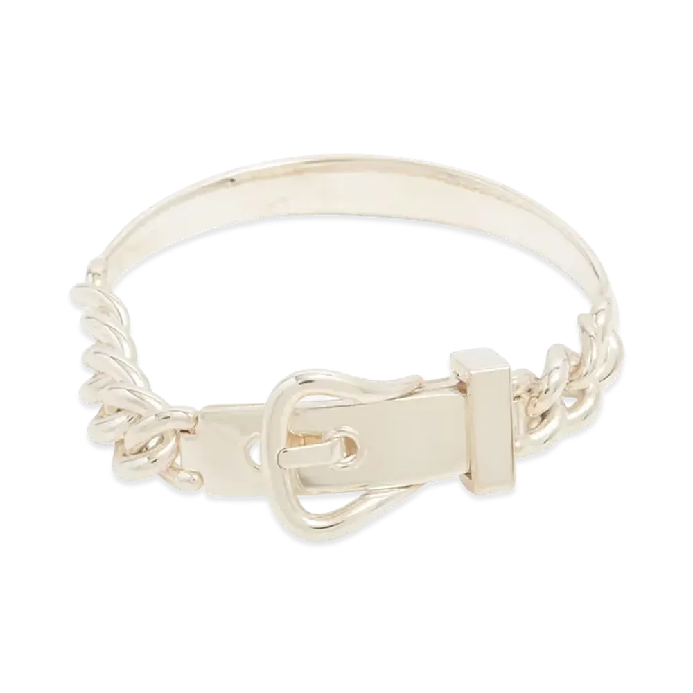 Hermes Boucle Sellier Inflexible Bracelet "Silver"