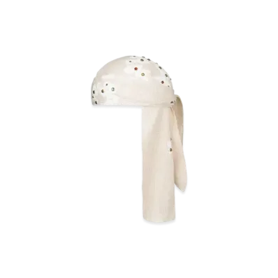 DENIM TEARS Rhinestone Cotton Wreath Durag "Oatmeal"