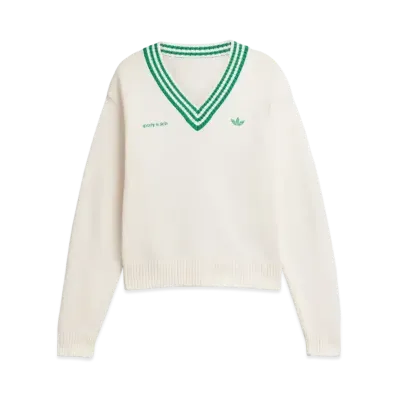 adidas x Sporty & Rich V-neck Sweater "Off White/Night Navy"