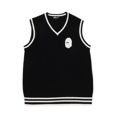 A BATHING APE Knit Vest With Patch "Navy"