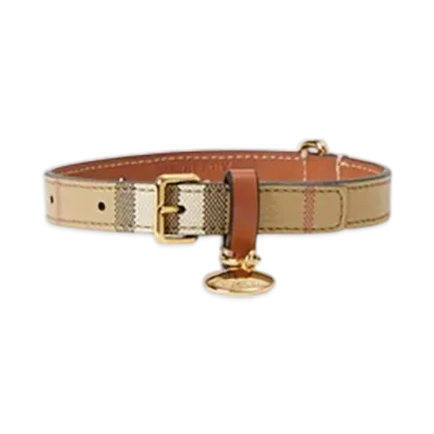 Burberry Small Check Dog Collar "Archive Beige/Briar Brown"