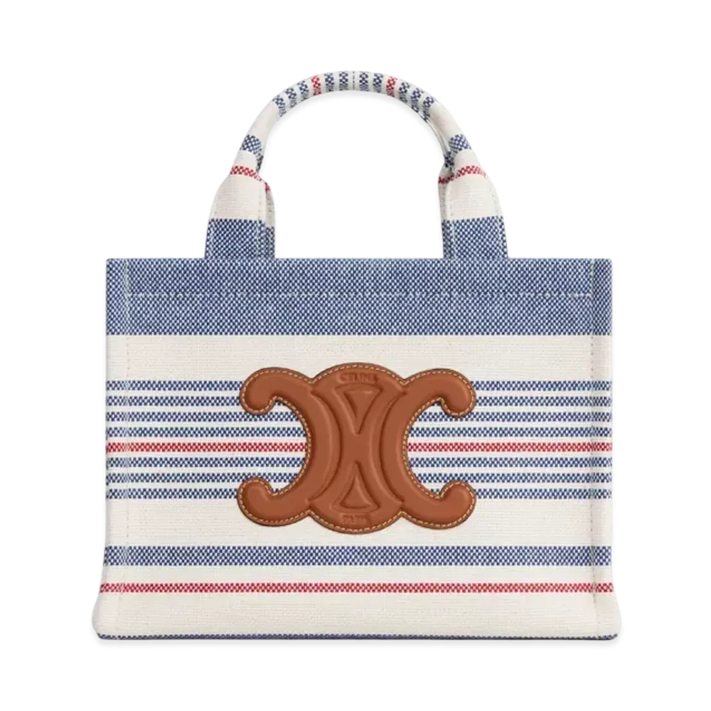 CELINE Small Cabas Thais in Striped Textile and Calfskin "Multicolor"