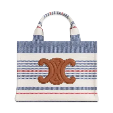 CELINE Small Cabas Thais in Striped Textile and Calfskin "Multicolor"