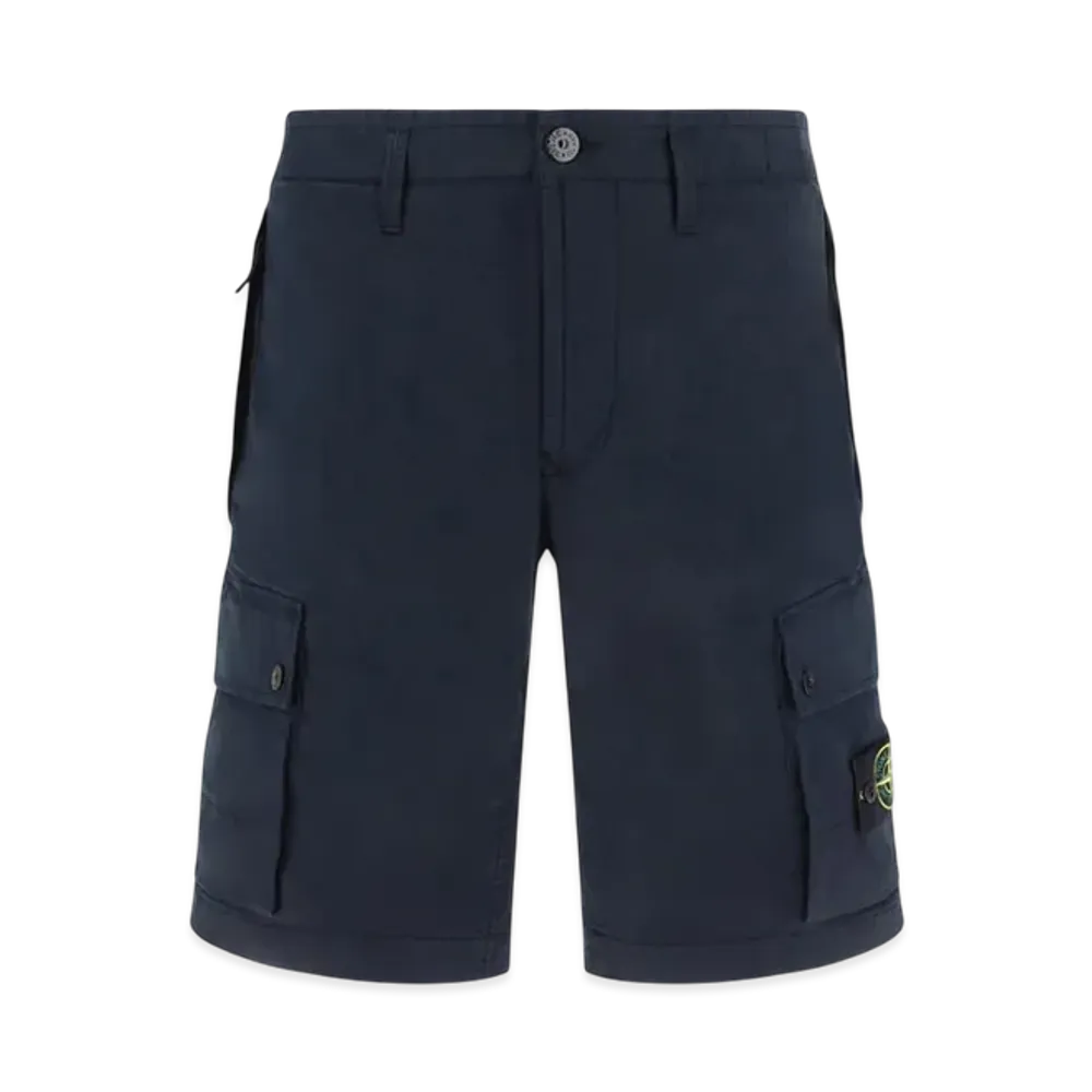 Stone Island L1110 Supima Cotton Cargo Bermuda Shorts - 24SS "Navy Blue"