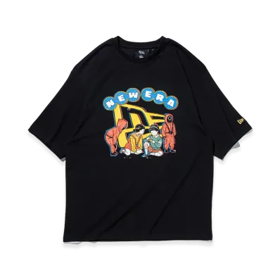 NEW ERA Oversized Cotton T-Shirt Squid Game Flag Logo "Black"