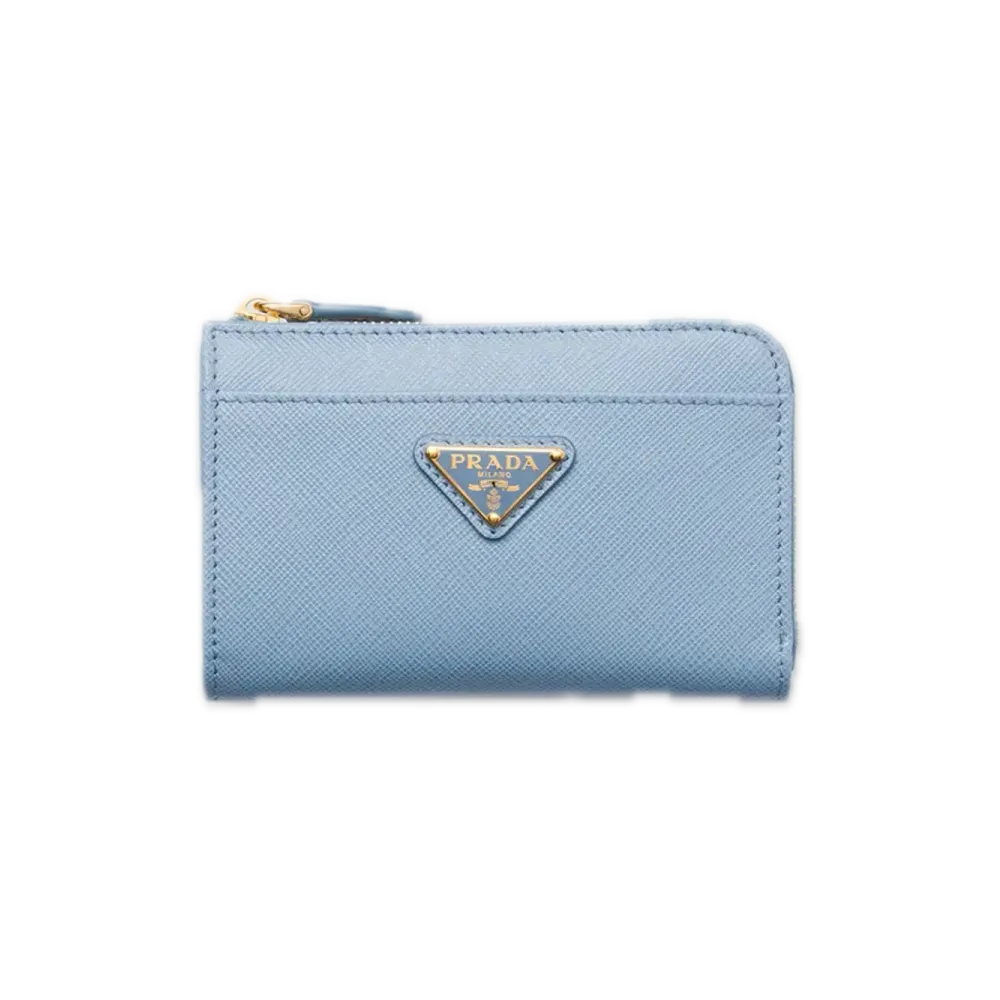 PRADA Saffiano Triangle Key Case "Light blue"