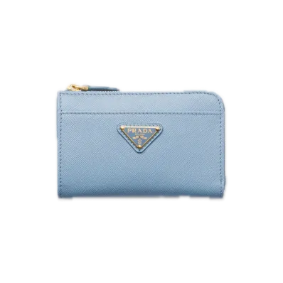 PRADA Saffiano Triangle Key Case "Light blue"