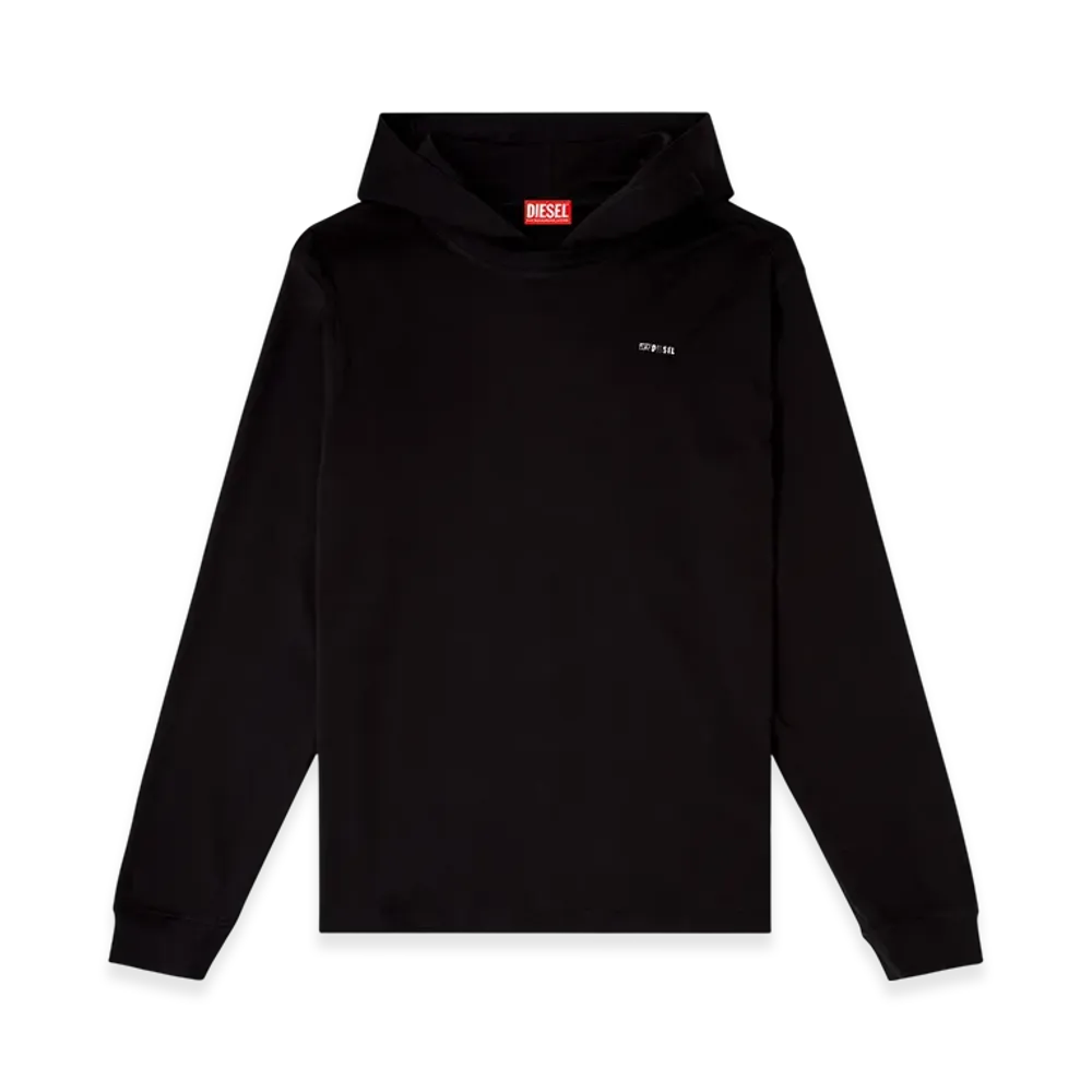 Diesel T-Bill-Ls-Hood-Met Hooded Long Sleeve T-Shirt "Black"