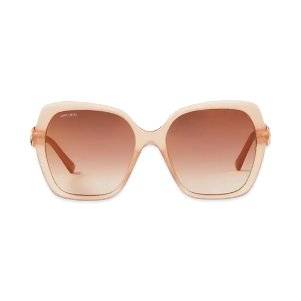Jimmy Choo Manon Square Frame Sunglasses With Swarovski Crystals "Caramel Brown"