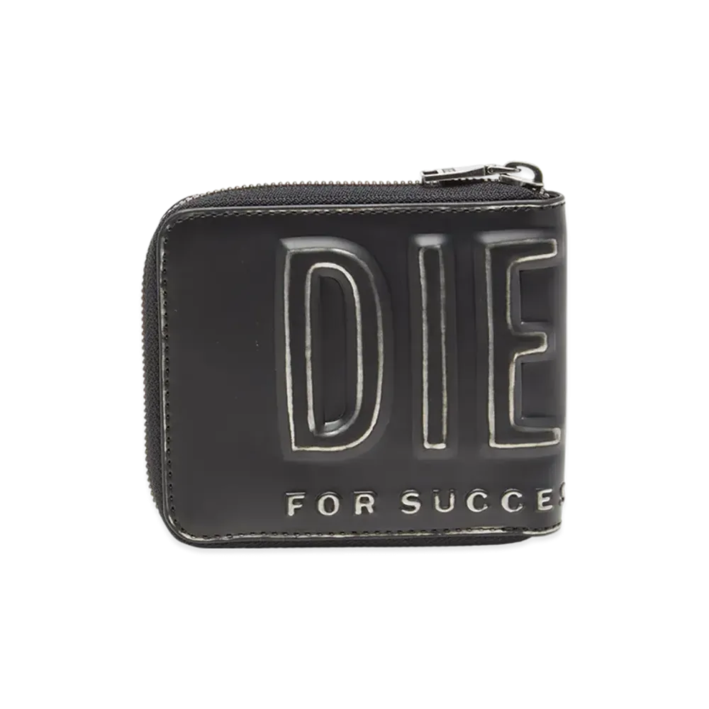 Diesel Dsl 3d- Bi Fold Coin Zip Xs Bi-fold Wallet "Black"