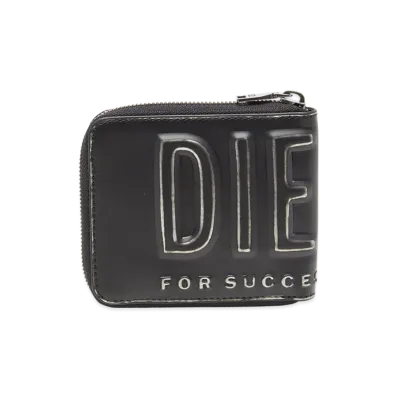 Diesel Dsl 3d- Bi Fold Coin Zip Xs Bi-fold Wallet "Black"