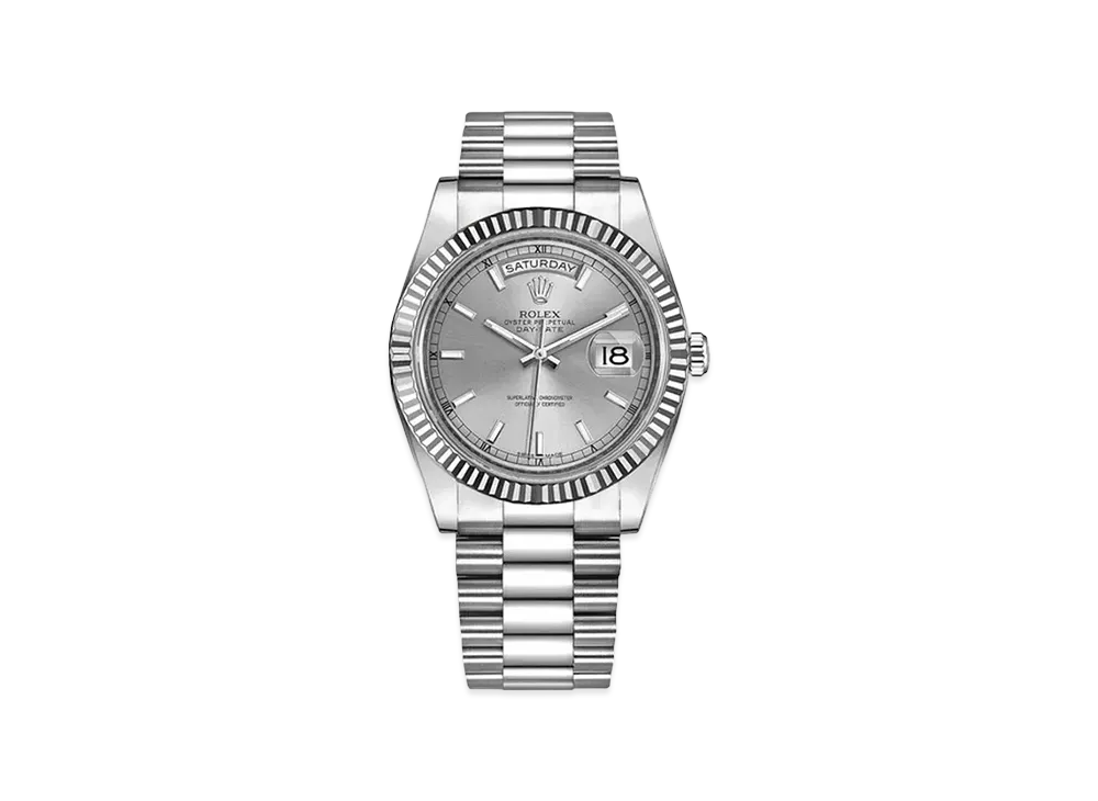ROLEX Daydate II "Silver/White Gold"