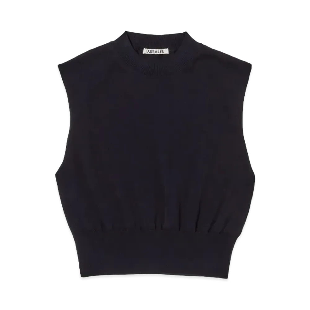 AURALEE Super High Gauge Cotton Knit Sleeveless "Dark Navy"