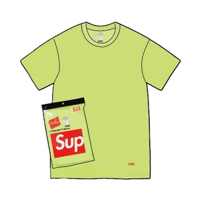 Supreme x Hanes Tagless Tees (2 Pack) "Fluorescent Yellow"