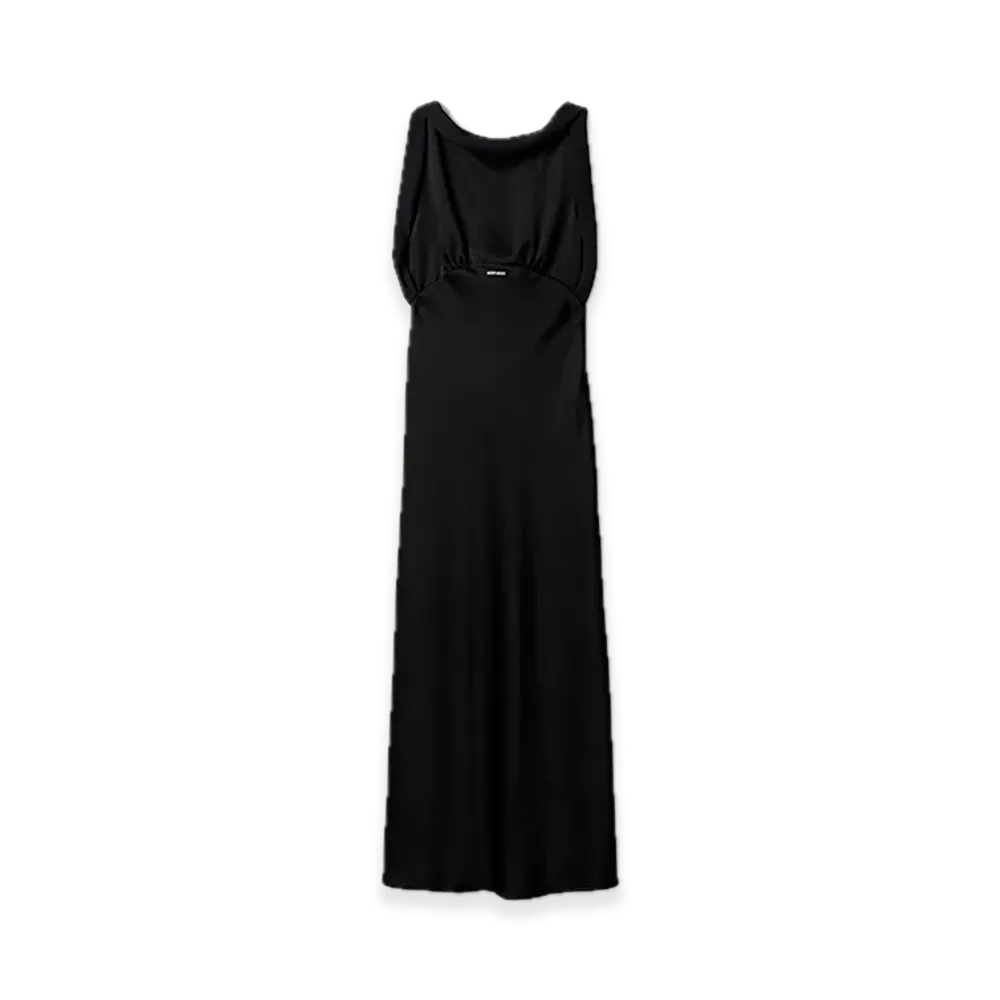 MIU MIU Long Satin Dress "Black"