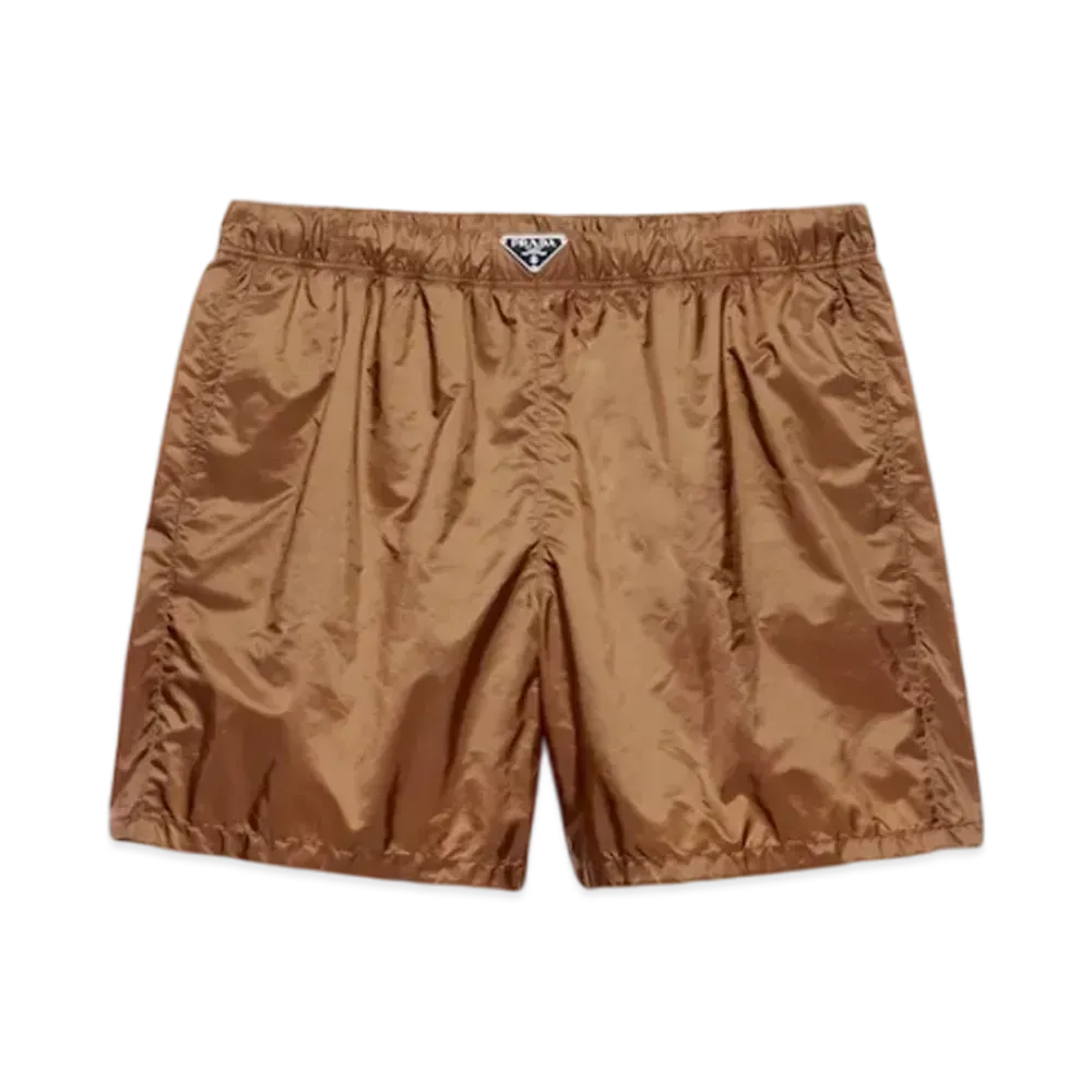 PRADA Men's Re-Nylon Swim Trunks "Brown"