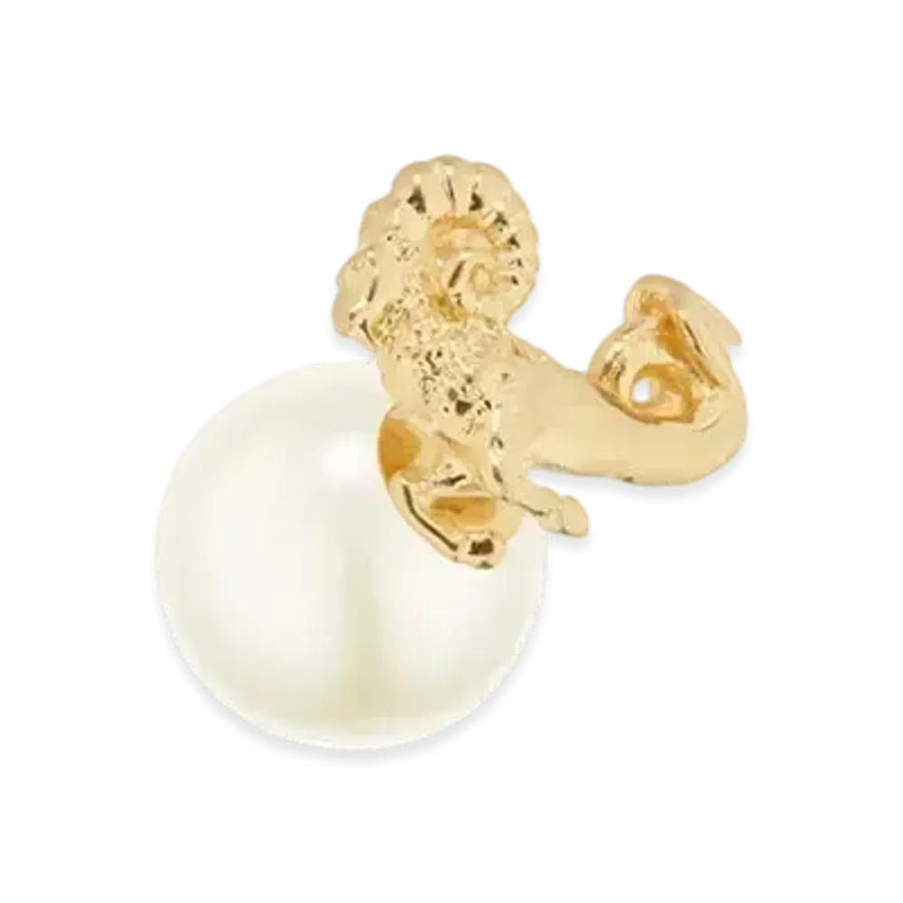 Dior Tribales Aries Earring Metal and a White Resin Pearl Online Exclusive "Gold"
