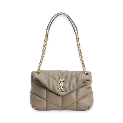 Saint Laurent Women's Small Envelope Puffer Bag "Light Brown"