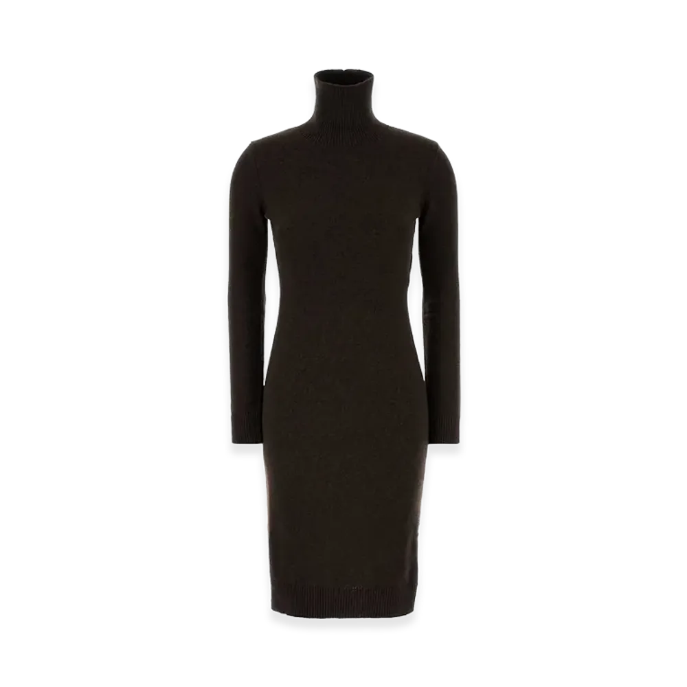 MM6 Maison Margiela Women's Dark Brown Wool Blend Sweater Dress "Brown"