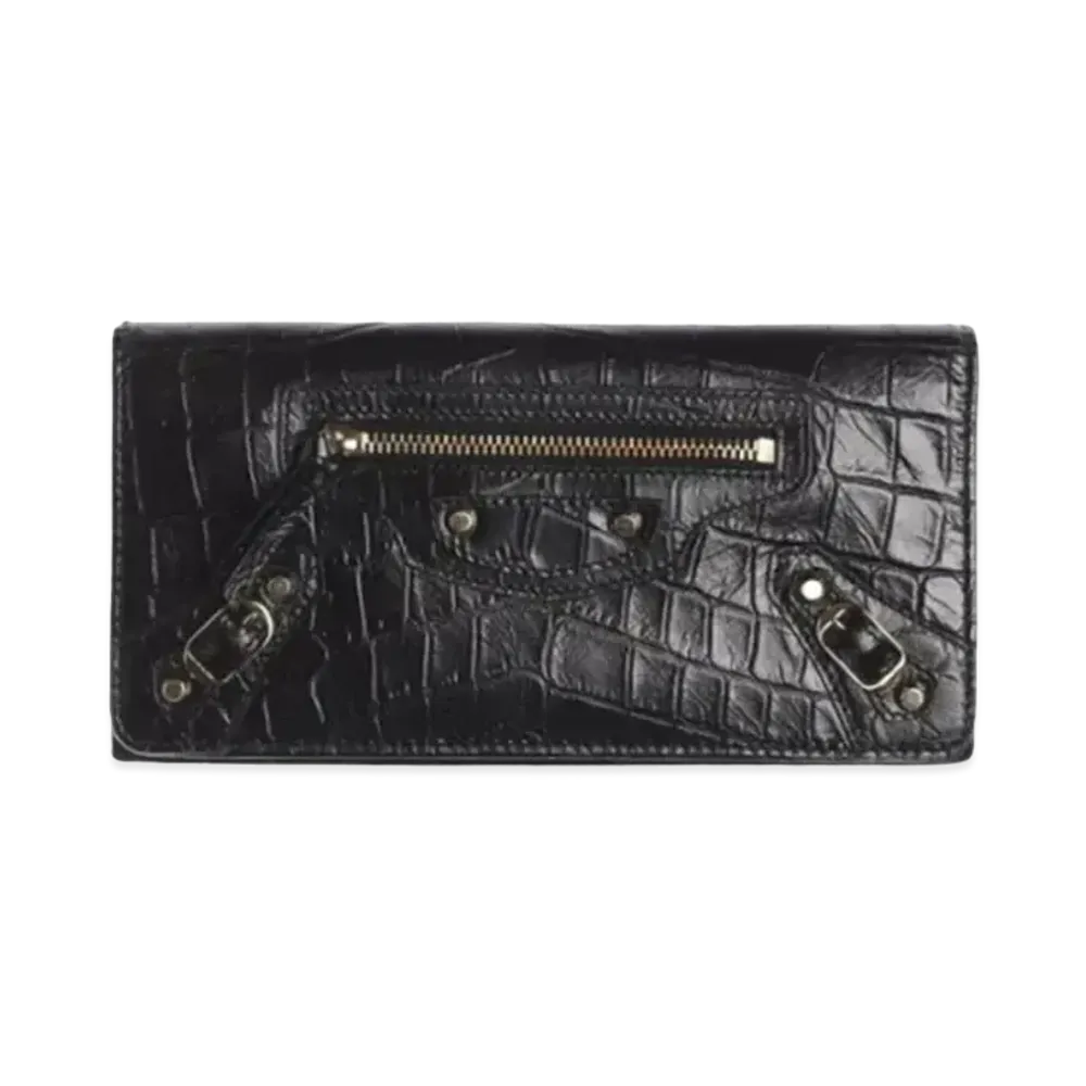BALENCIAGA Classic Croco Effect Money Wallet Classic Wallet "Black"