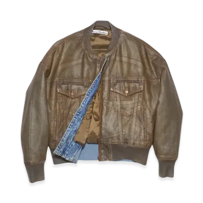 Acne Studios Dyed Denim Bomber Jacket "Blue Beige"