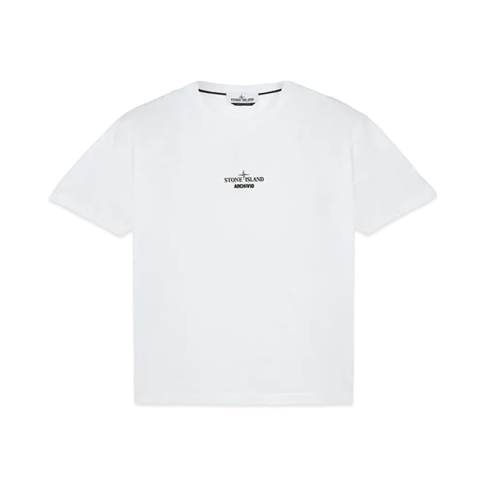 Stone Island 2NS91 COTTON JERSEY,'ARCHIVIO' PRINT_SLIM FIT "White"