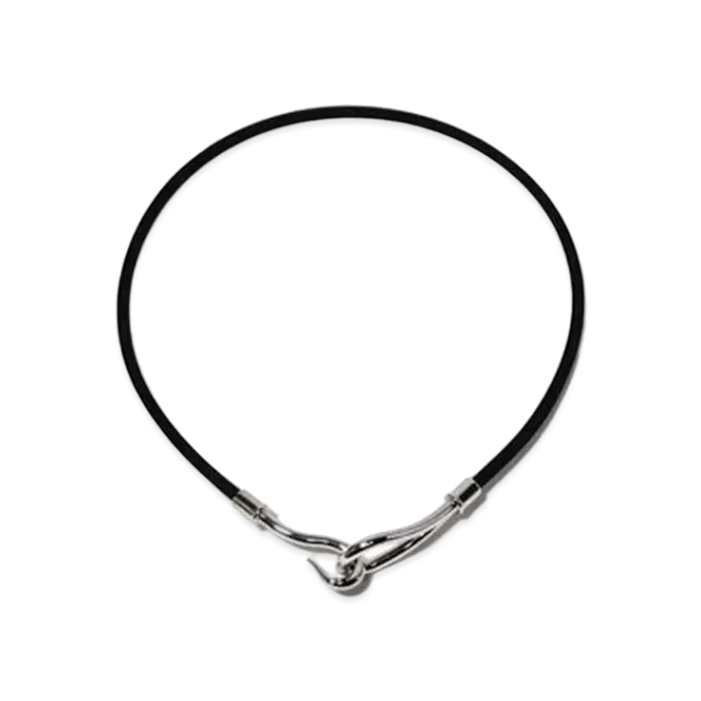 Hermes Jumbo Hook Choker Bracelet "Black/Silver"