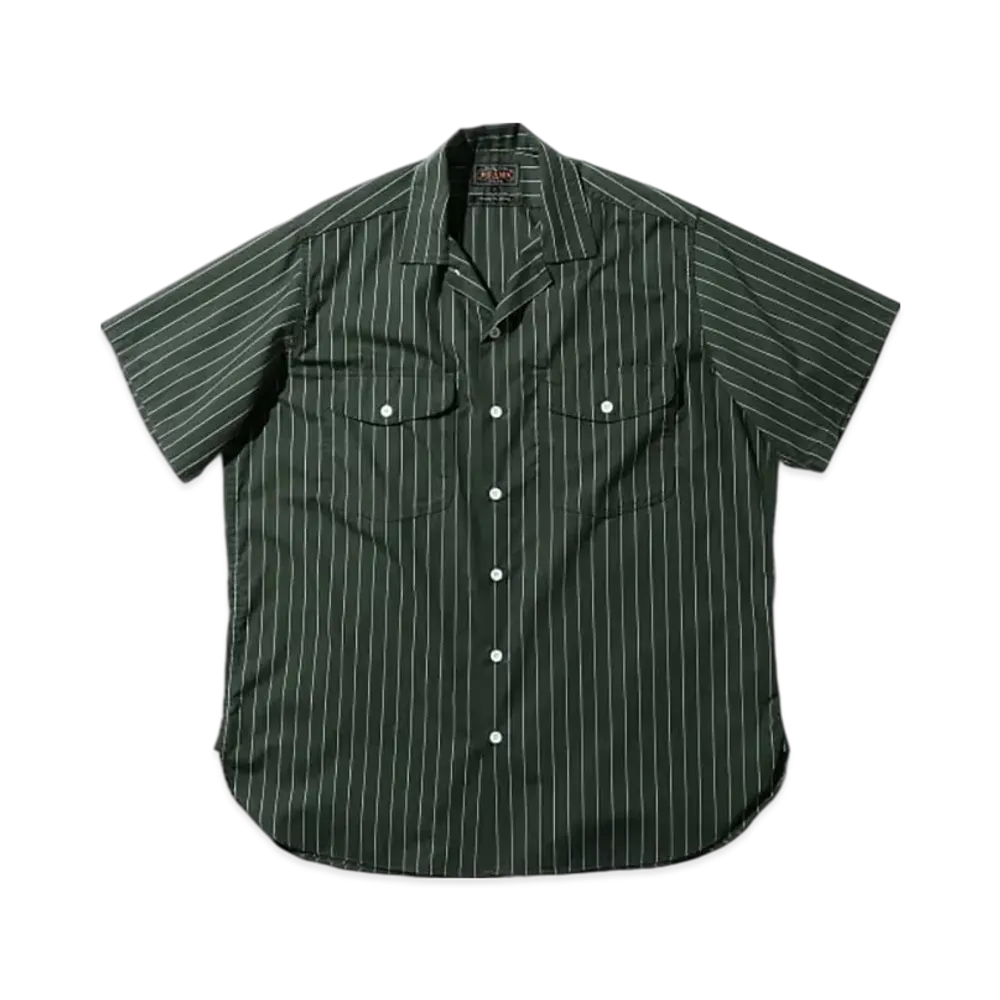 BEAMS Work Short Sleeve Stripe T/C "Green"