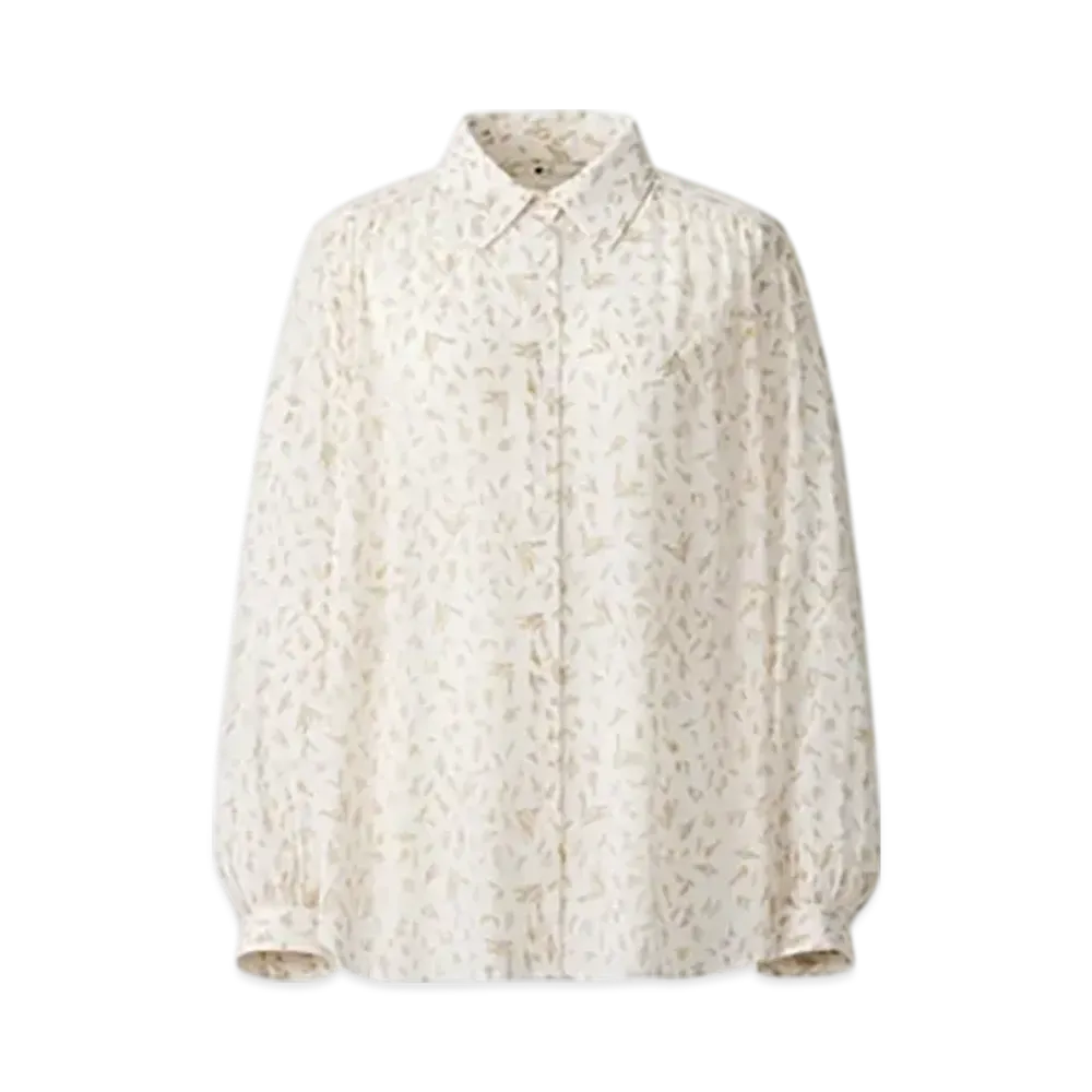 Uniqlo C Women'S Printed Sheer Blouse "Off White"