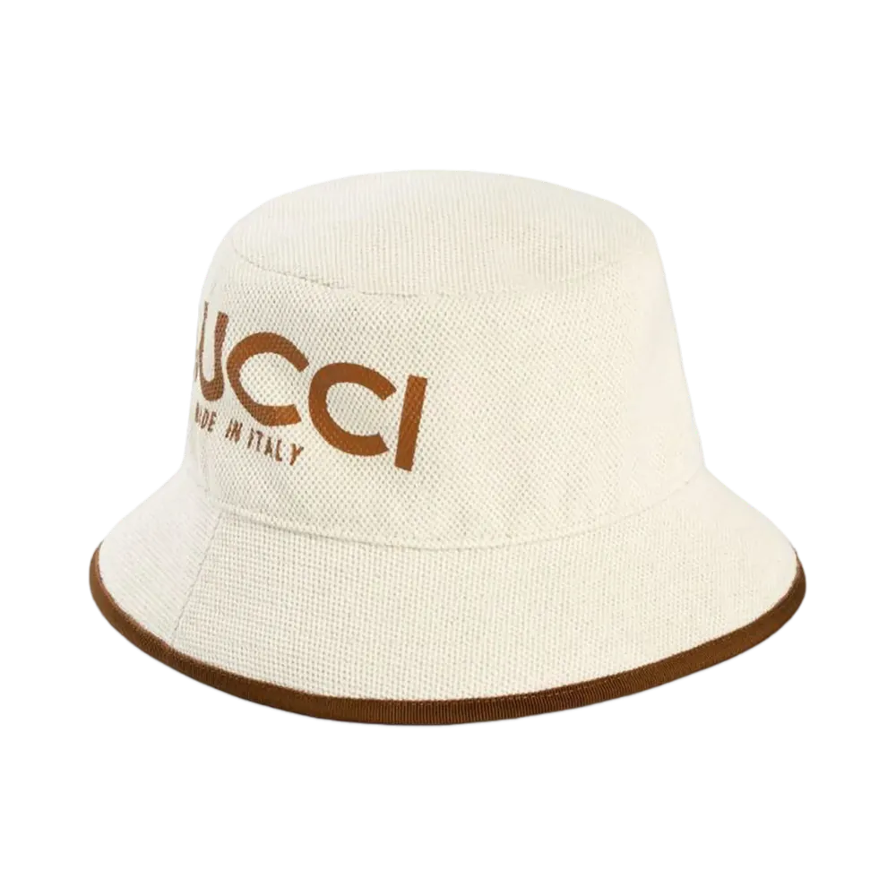 GUCCI Bucket Hat With Gucci Print "Beige"