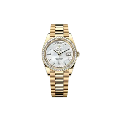 ROLEX Day-Date 40mm Yellow Gold Diamond 228398TBR "White Mother-of-Pearl"