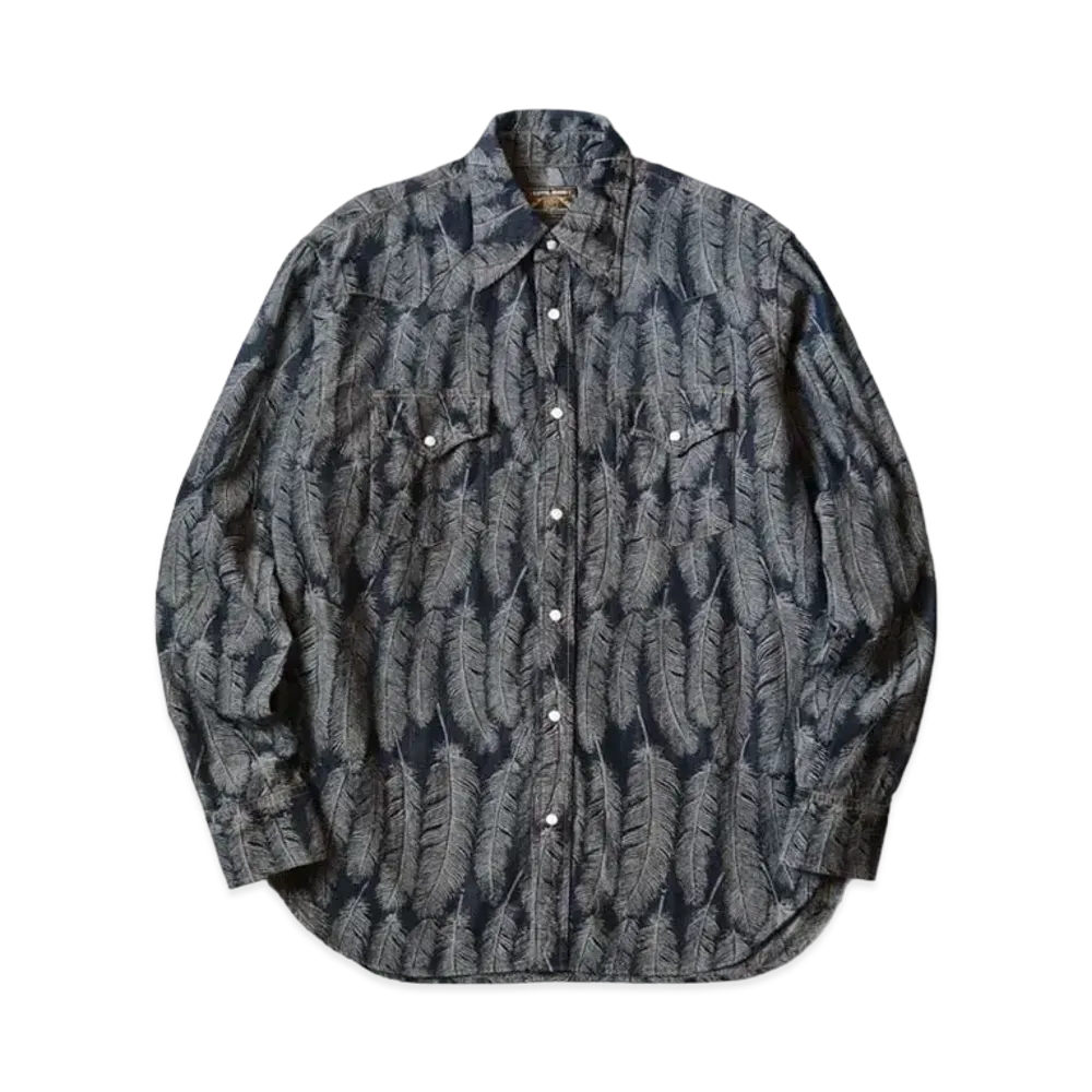 KAPITAL 5oz Magpie Denim Husky Western Shirt "Black Indigo"