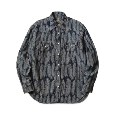 KAPITAL 5oz Magpie Denim Husky Western Shirt "Black Indigo"