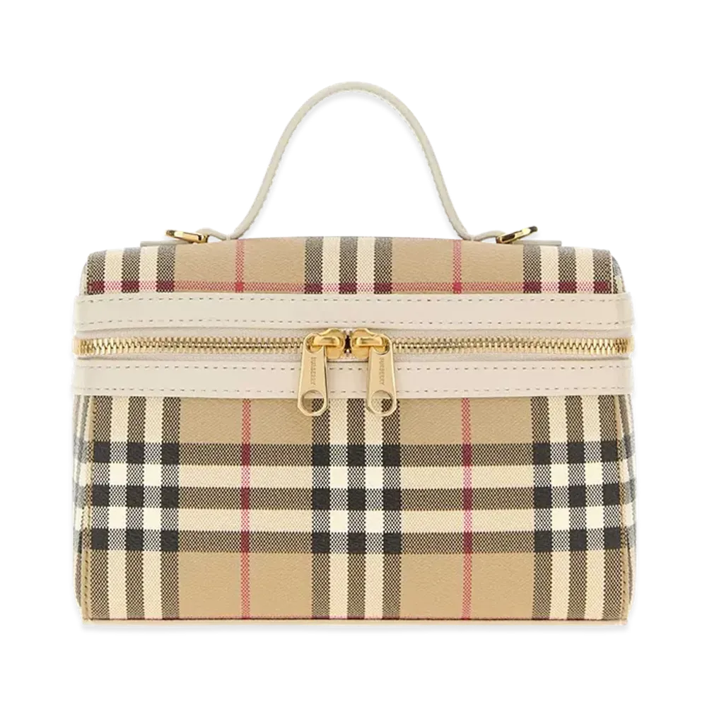 Burberry Women's Printed Canvas Vanity Check Handbag "White"