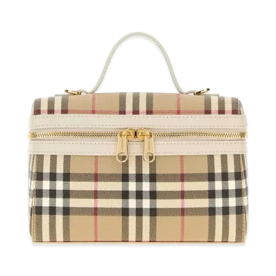 Burberry Women's Printed Canvas Vanity Check Handbag "White"